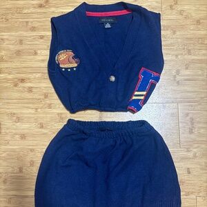 Custom Reworked Varsity Knit Set – Cropped Cardigan & Skirt